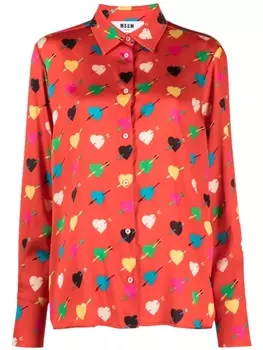 Рубашка с длинными рукавами и принтом MSGM, красный