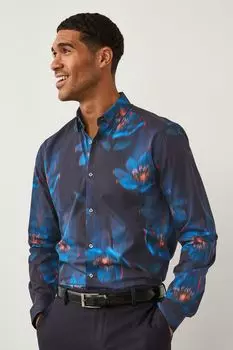 Рубашка с длинными рукавами и принтом Next, синий