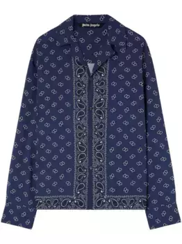 Рубашка с длинными рукавами и принтом пейсли PALM ANGELS, синий