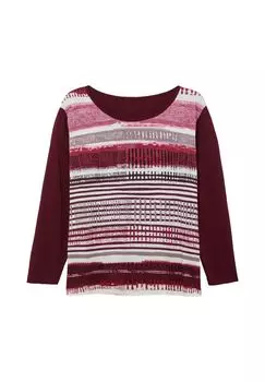 Рубашка с длинными рукавами и принтом спереди Sheego, цвет Aubergine Gestreift