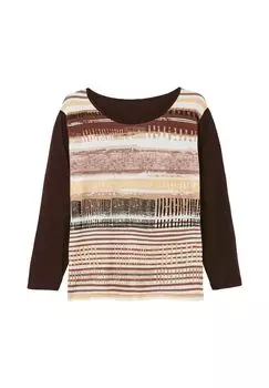 Рубашка с длинными рукавами и принтом спереди Sheego, цвет Hellbraun Gestreift