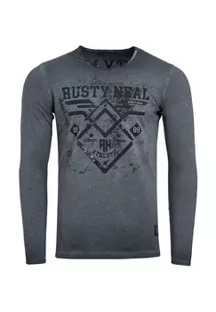 Рубашка с длинными рукавами и принтом спереди RUSTY NEAL, антарцитовый