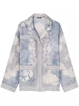 Рубашка с длинными рукавами и принтом Versace, синий