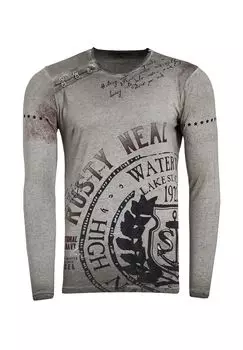 Рубашка с длинными рукавами и промасленным принтом RUSTY NEAL, антрацит