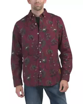 Рубашка с длинными рукавами и пуговицами спереди с принтом Scotch & Soda, черный