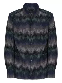 Рубашка с длинными рукавами и шевронным узором Missoni, синий