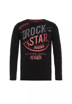 Рубашка с длинными рукавами и стильной отделкой стразами CIPO & BAXX, черный