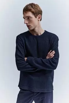 Рубашка с длинными рукавами и структурой свободного кроя H&M, синий