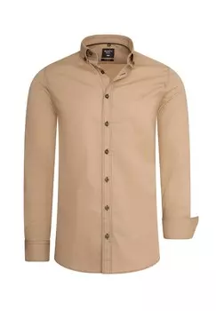 Рубашка с длинными рукавами и тонкой контрастной строчкой RUSTY NEAL, цвет Camel