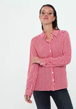 Рубашка с длинными рукавами и узором в полоски Herita, красный