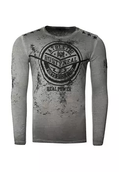 Рубашка с длинными рукавами и великолепным принтом спереди RUSTY NEAL, антрацит