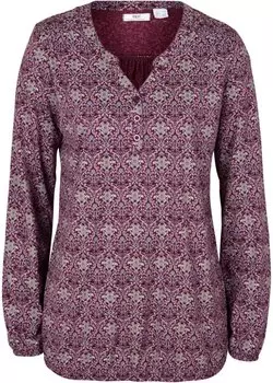 Рубашка с длинными рукавами и воротником henley с принтом Bpc Bonprix Collection, красный