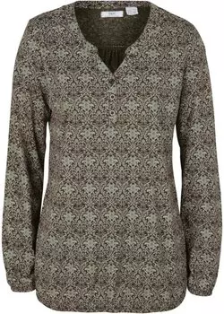 Рубашка с длинными рукавами и воротником henley с принтом Bpc Bonprix Collection, зеленый