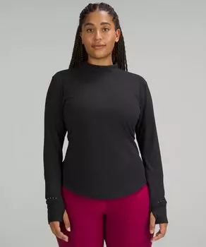 Рубашка с длинными рукавами и воротником-стойкой Rulu для бега Lululemon, черный