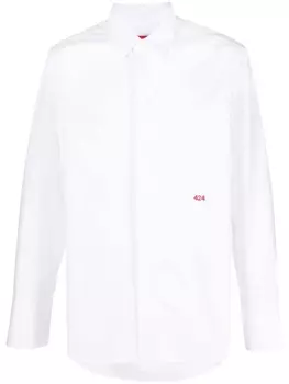 Рубашка с длинными рукавами и вышитым логотипом 424, белый