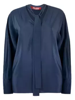 Рубашка с длинными рукавами и завязками MAX MARA, синий
