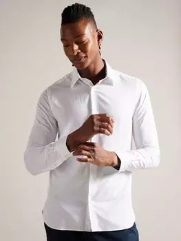 Рубашка с длинными рукавами Ildaton и узором в ёлочку Ted Baker, белый