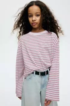 Рубашка с длинными рукавами из хлопкового трикотажа H&M, мультиколор