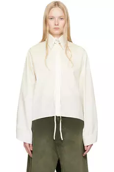 Рубашка с длинными рукавами из легкого хлопкового поплина цвета Off-White MM6 Maison Margiela