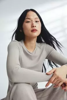 Рубашка с длинными рукавами из микрофибры H&M, серый
