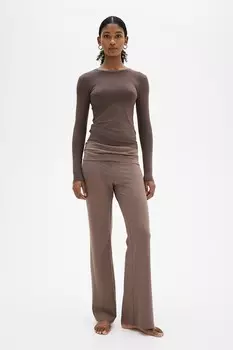 Рубашка с длинными рукавами из микрофибры. H&M, коричневый