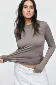 Рубашка с длинными рукавами из микрофибры H&M, серый