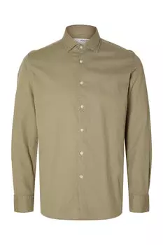 Рубашка с длинными рукавами из натурального хлопка. Selected, зеленый