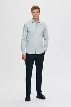 Рубашка с длинными рукавами из натурального хлопка. Selected, синий