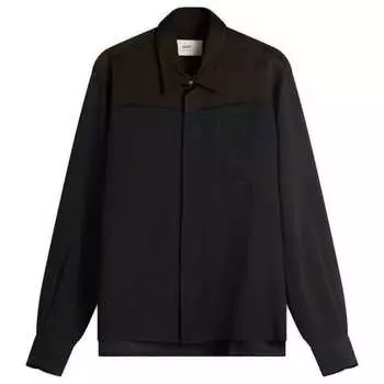 Рубашка с длинными рукавами из смешанного материала Ami Paris, черный