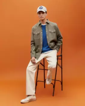 Рубашка с длинными рукавами из тонкой джинсовой ткани Green Coast, цвет Kaki