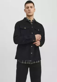 Рубашка с длинными рукавами Jack & Jones "JJEDALLAS CORDUROY OVERSHIRT LS SN", черный