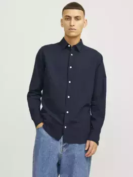 Рубашка с длинными рукавами Jack & Jones "JJELINEN BLEND SHIRT LS SN", синий