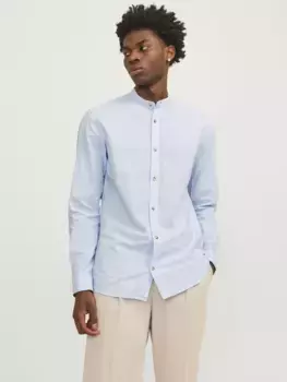 Рубашка с длинными рукавами Jack & Jones "JJESUMMER BAND LINEN BLEND SHIRT LS SN", синий