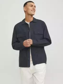 Рубашка с длинными рукавами Jack & Jones "JJEVENICE LINEN BLEND OVERSHIRT LS SN", черный