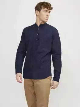 Рубашка с длинными рукавами Jack & Jones "JJJESUMMER TUNIC LINEN BLEND SHIRT LS SN", синий