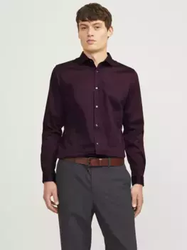 Рубашка с длинными рукавами Jack & Jones "JJPRPARMA SHIRT L/S NOOS", цвет Winetasting Fit:Super Slim