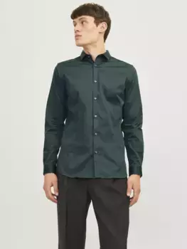 Рубашка с длинными рукавами Jack & Jones "JJPRPARMA SHIRT L/S NOOS", цвет Darkest Spruce Fit:Super Slim