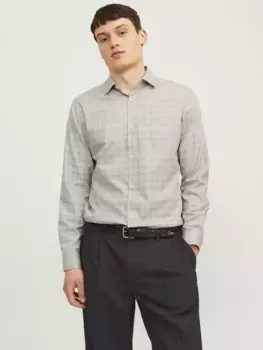 Рубашка с длинными рукавами Jack & Jones "JPRBLAPARKER CHECK L/S SHIRT SN", цвет Greige Checks:Slim Fit