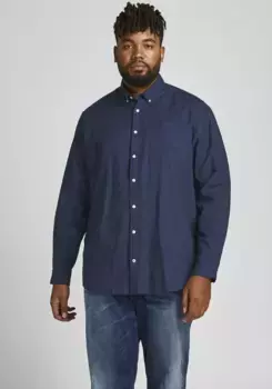 Рубашка с длинными рукавами Jack & Jones PlusSize "OXFORD SHIRT", синий