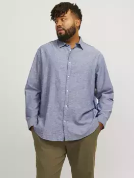 Рубашка с длинными рукавами Jack & Jones PlusSize "JJELINEN BLEND SHIRT LS SN PLS", цвет Faded Denim