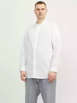 Рубашка с длинными рукавами Jack & Jones PlusSize "JJELINEN BLEND BAND SHIRT LS SN PLS", белый