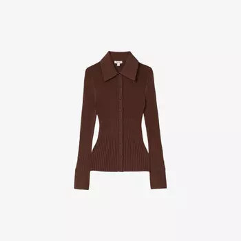 Рубашка с длинными рукавами Jenna из трикотажной пряжи Reiss, бордовый