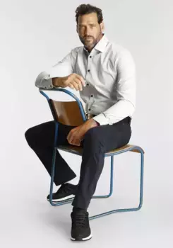 Рубашка с длинными рукавами Man's World "контрастная планка на пуговицах, воротник "Кент", серый