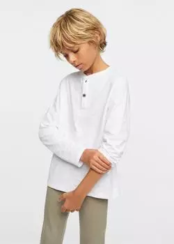 Рубашка с длинными рукавами на пуговицах MANGO, белый