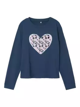 Рубашка с длинными рукавами Name It "NKFLIKILLE LS SHORT LOOSE TOP", цвет Dark Denim