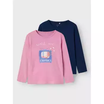 Рубашка с длинными рукавами Name It «NMFOLISIA 2P LS TOP PB», цвет Fuchsia Pink