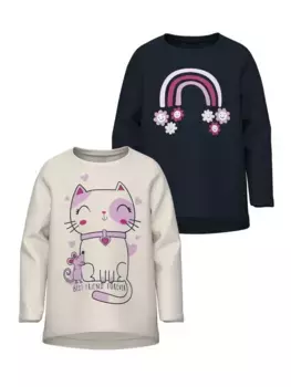 Рубашка с длинными рукавами Name It "NMFVIOLET 2P LS LOOSE TOP", цвет Jet Stream