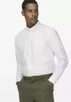 Рубашка с длинными рукавами ONLY & SONS "NEIL LIFE ORGANIC OXFORD SHIRT", белый