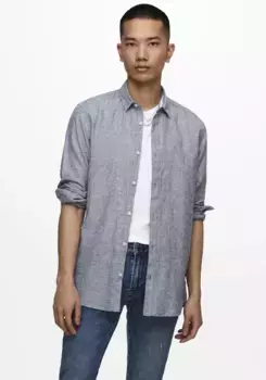 Рубашка с длинными рукавами ONLY & SONS "ONSCAIDEN LS SOLID LINEN SHIRT NOOS", цвет Dress Blues