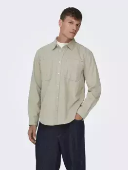 Рубашка с длинными рукавами ONLY & SONS "OS ONSALP RLX 2PKT WASHD COR", цвет Silver Lining